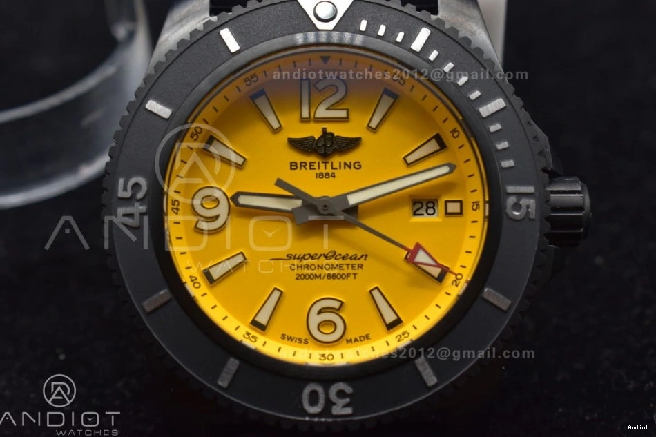 on Black 44 Edition Dial Yellow Strap Rubber Black TF A2824 Automatic 1:1 Best Superocean Bezel 0405